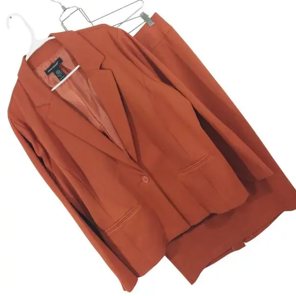 NWOT! ASHLEY STEWART! TERRACOTTA ORANGE STRETCH KNIT 2 PIECE SKIRT SUIT! SZ 16 - Picture 12 of 12